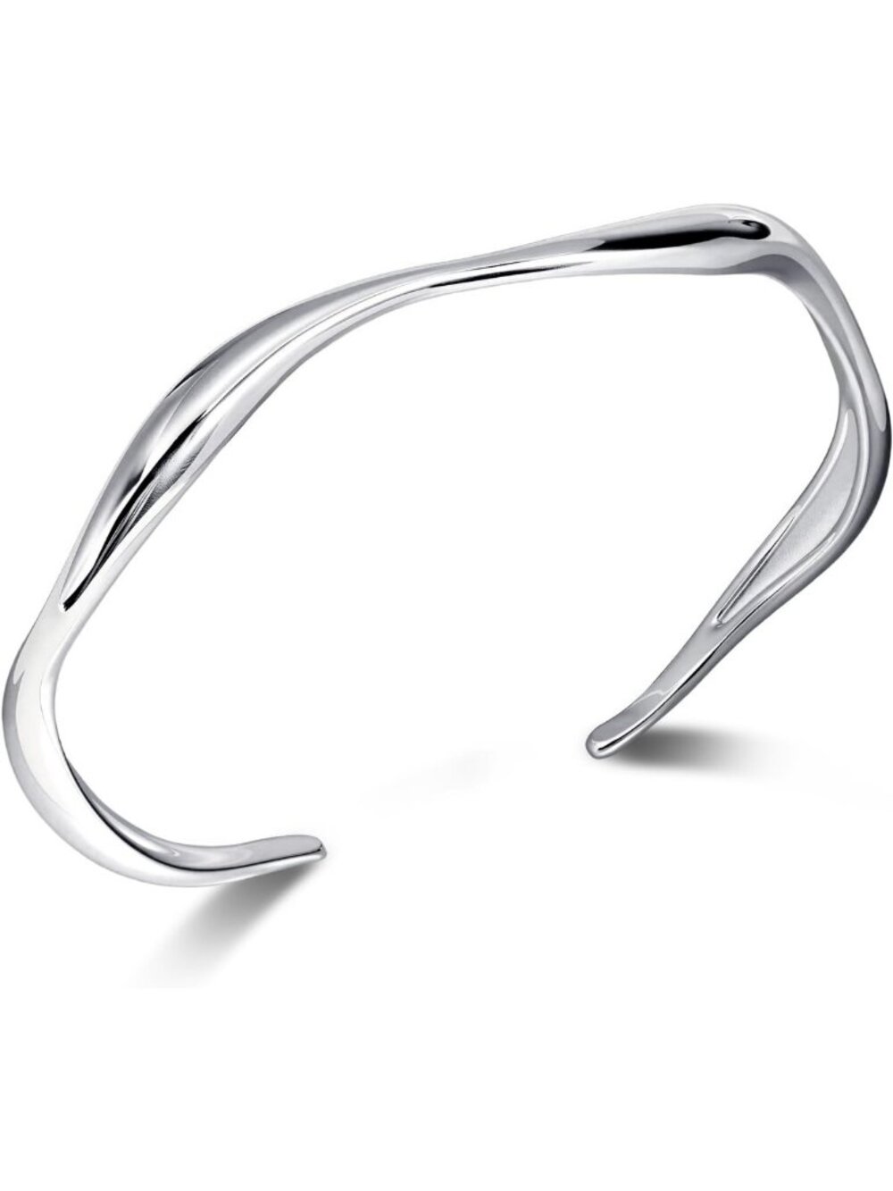 Adjustable Thin Wavy Cuff Bracelet - Irregular Bangle for Women in Silver & Gold